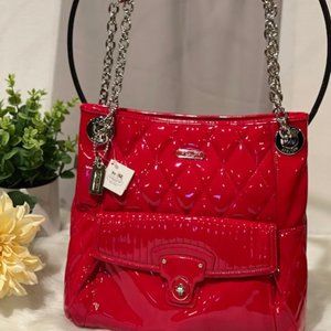 Coach Poppy Liquid Gloss Red Slim Handbag